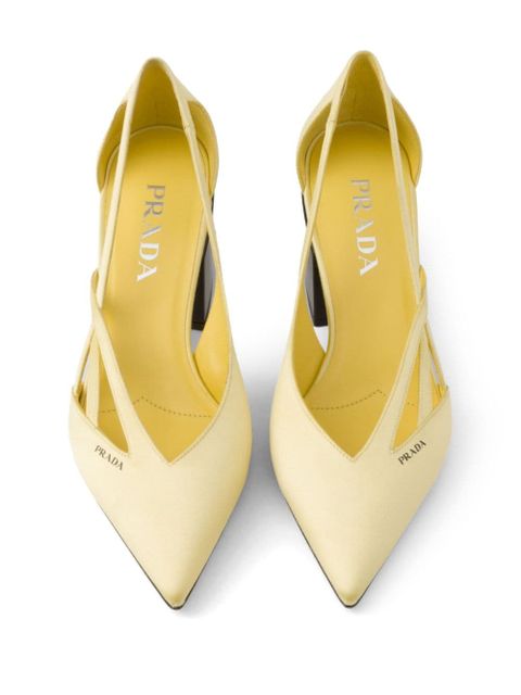 Prada 55mm satin cut-out pumps - Yellow
