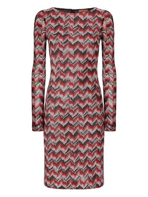 Missoni chevron-pattern long-sleeve midi dress - Red - zdjęcie produktu nr 1
