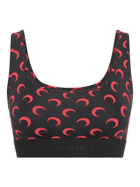 Marine Serre crescent moon-print sports bra - Black - zdjęcie produktu nr 1