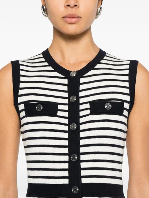 Maje striped-pattern button-fastening maxi dress - White