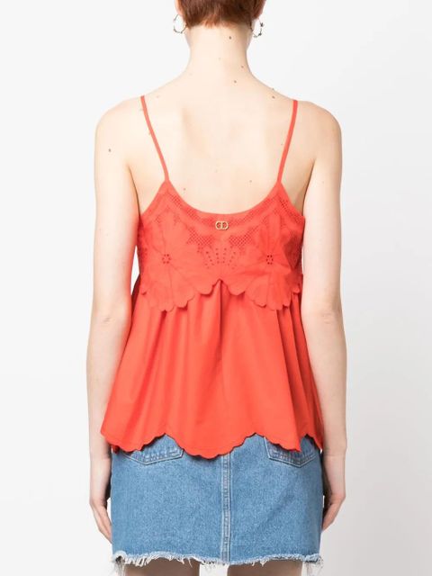 TWINSET broderie anglaise poplin top - Orange
