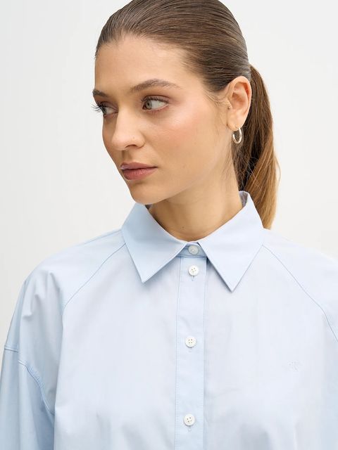 Calvin Klein Jeans koszula damska kolor niebieski relaxed z kołnierzykiem klasycznym LV047C141G