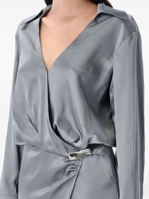 The Attico satin wrap dress - Blue