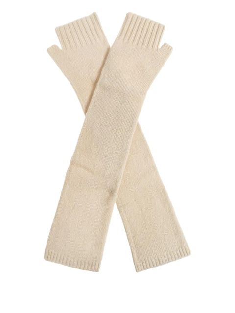 GANNI ribbed logo-detail gloves - Neutrals - zdjęcie produktu nr 1