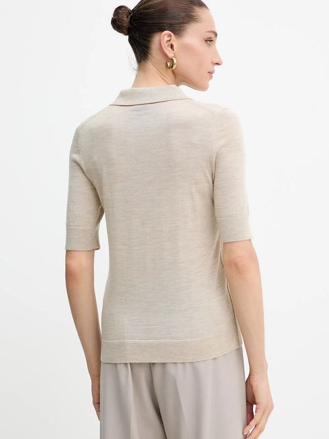 BOSS polo wełniane damski kolor beżowy 50545015