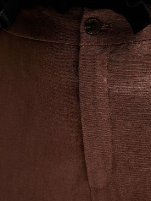 Answear.LAB spodnie lniane damskie kolor brązowy szerokie high waist