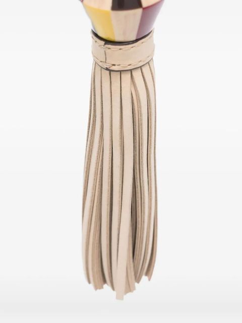 Tory Burch striped tassel keyring - Brown