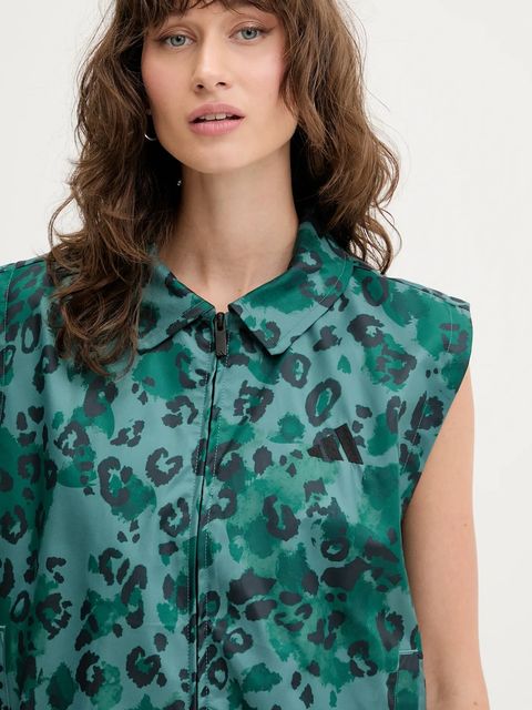 adidas bezrękawnik Animal Print 3-Stripes kolor zielony przejściowy JV6958