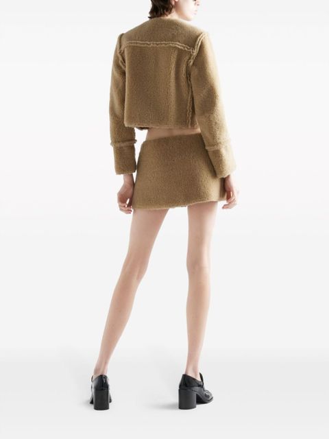 Prada shearling cropped jacket - Neutrals