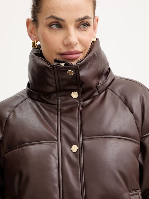 Fracomina kurtka kolor brązowy zimowa oversize FS25WC3002P41101