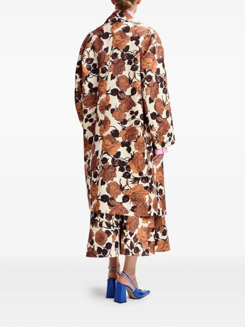 Essentiel Antwerp Junta double-breasted floral-print coat - Neutrals