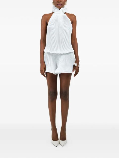 Rowen Rose pleated turtleneck mini dress - White