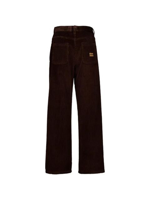 Miu Miu wide-leg corduroy-texture trousers - Brown - zdjęcie produktu nr 2