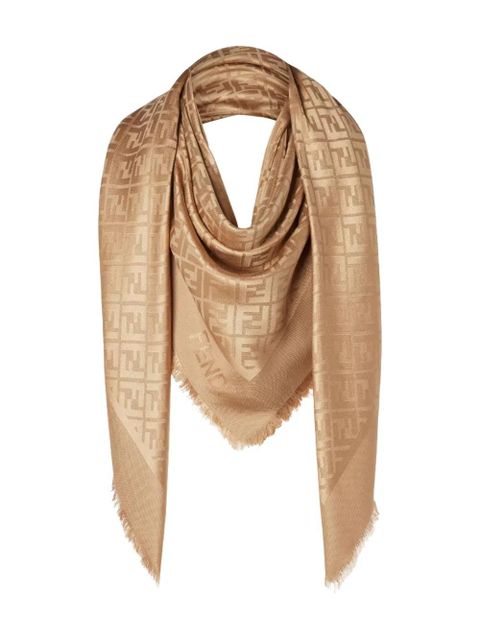 FENDI FF logo shawl - Brown