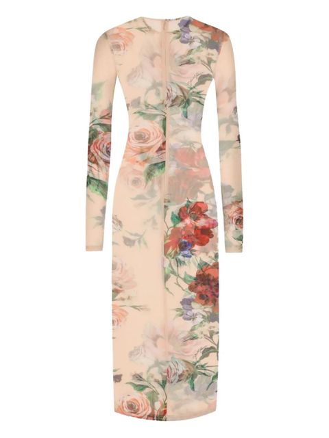 Dolce & Gabbana floral-print midi dress - Neutrals