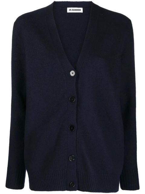 Jil Sander V-neck wool cardigan - Blue - zdjęcie produktu nr 1