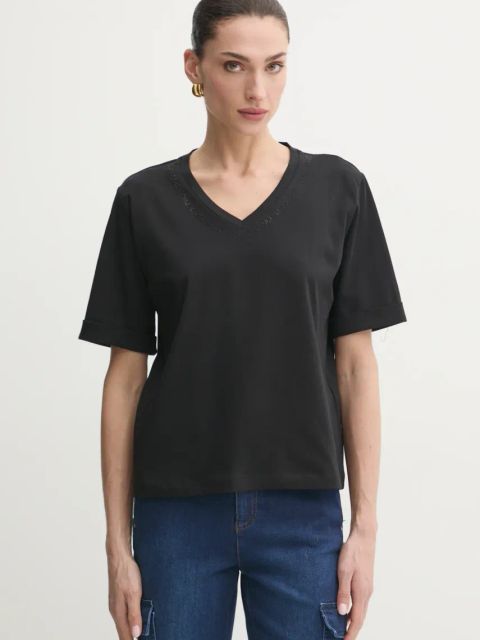 Liu Jo t-shirt bawełniany damski kolor czarny TA5175 JS923