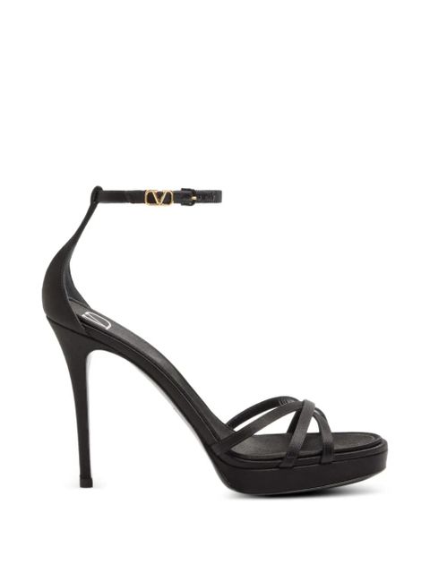 Valentino Garavani Eveninglam satin platform sandals - Black - zdjęcie produktu nr 1