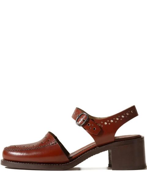 Hereu 50mm Picada buckle-fastening perforated pumps - Brown