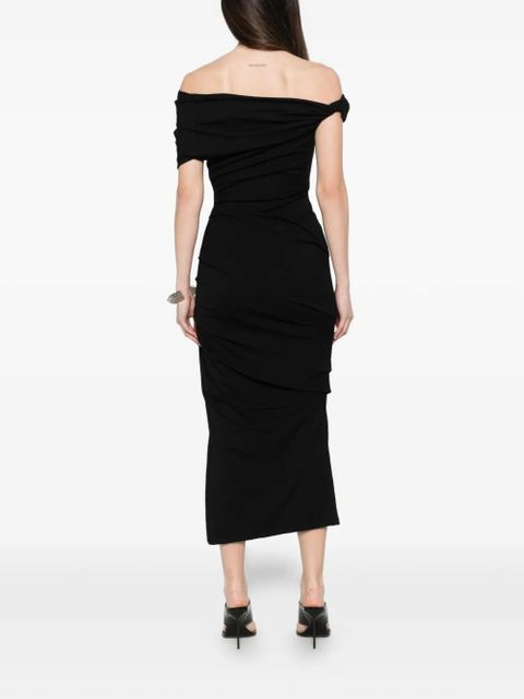 Paris Georgia one-shoulder gathered midi dress - Black