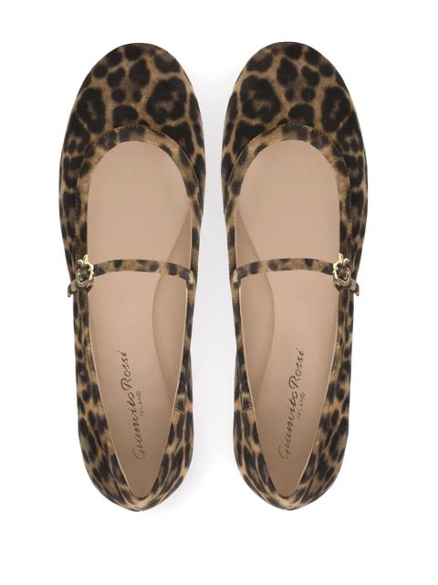 Gianvito Rossi Carla leopard-pattern ballerina shoes - Brown