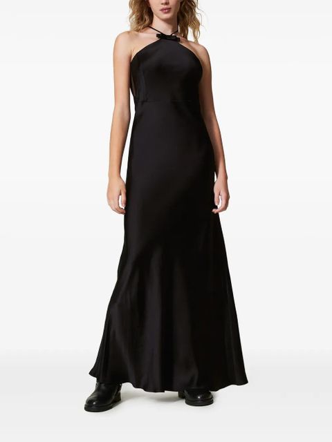 TWINSET halterneck satin dress - Black - zdjęcie produktu nr 2