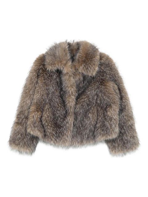 Maje collared faux-fur coat - Brown - zdjęcie produktu nr 1