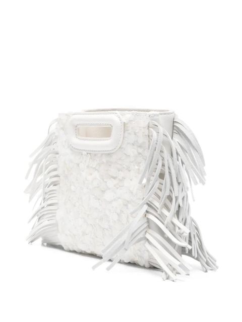 Maje fringe sequin mini bag - White