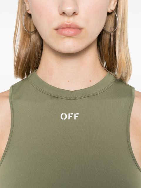 Off-White logo-print mini dress - Green
