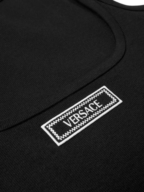 Versace logo-embroidered tank top - Black