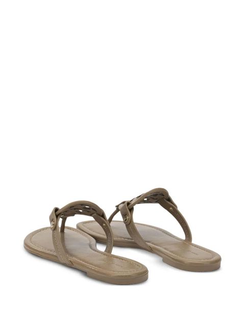 Tory Burch Miller cut-out leather flat sandals - Brown