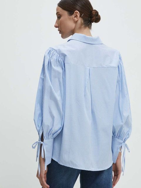 Answear.LAB koszula bawełniana damska kolor niebieski relaxed z kołnierzykiem klasycznym