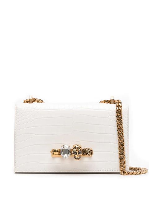 Alexander McQueen Jewelled embossed shoulder bag - White