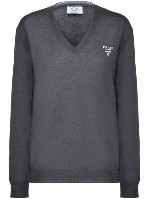 Prada V-neck cashmere jumper - Grey - zdjęcie produktu nr 1