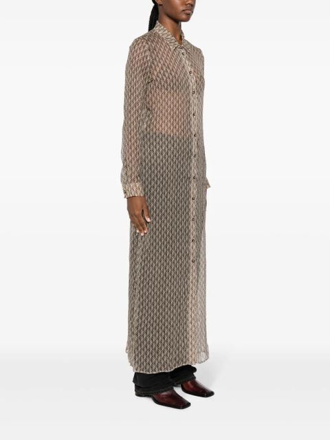 Marine Serre Moon Diamant silk shirt dress - Neutrals