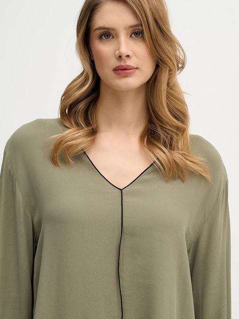 Sisley bluzka damska kolor zielony gładka 5IDTLQ09H