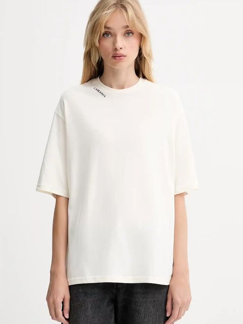 La Mania t-shirt bawełniany damski kolor beżowy ADELL