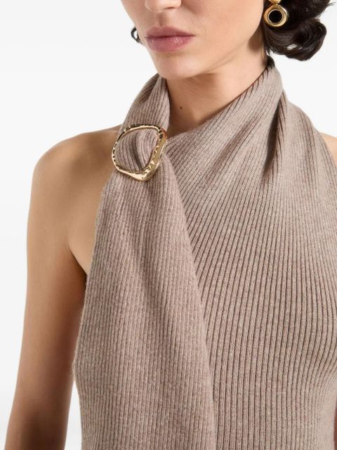 Manière De Voir Elodie knitted draped halterneck top - Brown