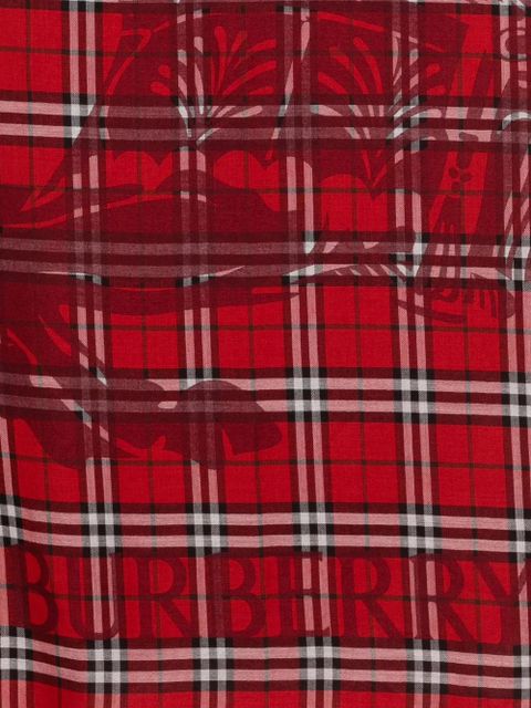 Burberry plaid fringed scarf - Red - zdjęcie produktu nr 2