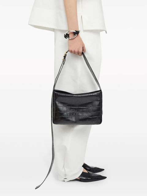 Jil Sander crocodile-embossed leather crossbody bag - Black - zdjęcie produktu nr 2