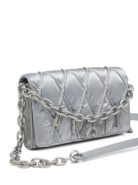 Diesel Charm-D quilted chain-strap mini bag - Silver