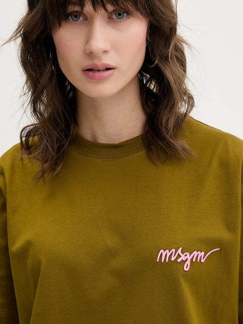MSGM t-shirt bawełniany damski kolor zielony 3941MDM540.257798 - zdjęcie produktu nr 2