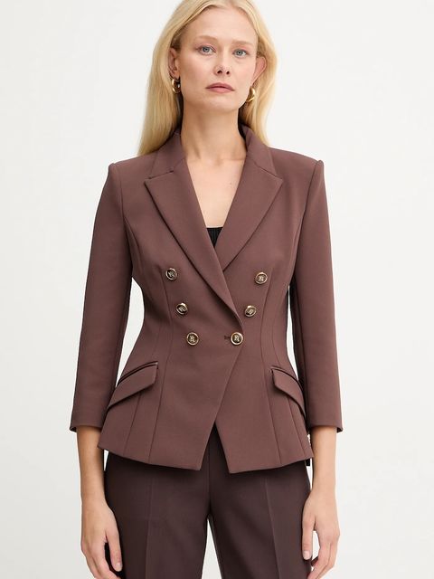 Elisabetta Franchi marynarka kolor brązowy dwurzędowa gładka GI17456E2 - zdjęcie produktu nr 1
