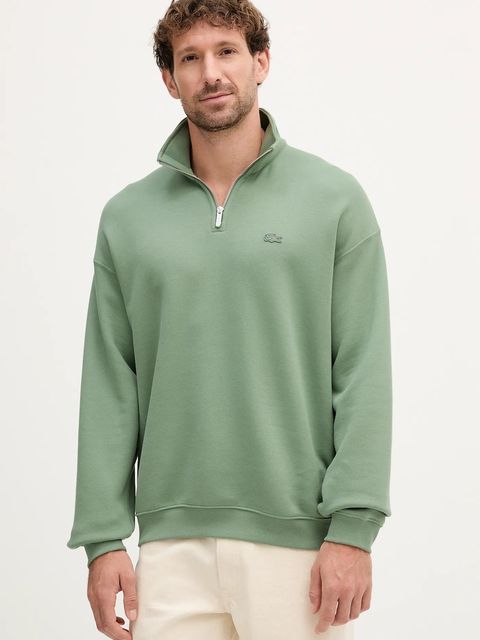 Lacoste bluza bawełniana kolor zielony gładka SH7759 - zdjęcie produktu nr 2