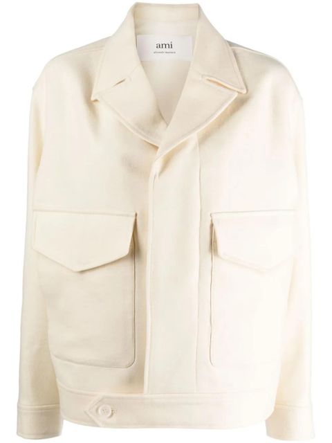 AMI Paris notched-lapel virgin-wool jacket - White - zdjęcie produktu nr 1