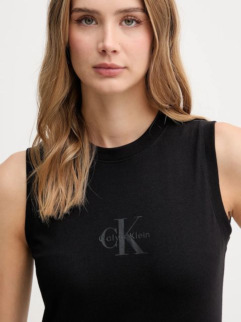 Calvin Klein Jeans top bawełniany kolor czarny LV047C852G