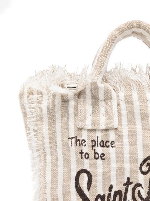 MC2 Saint Barth Vanity striped fringed mini bag - White