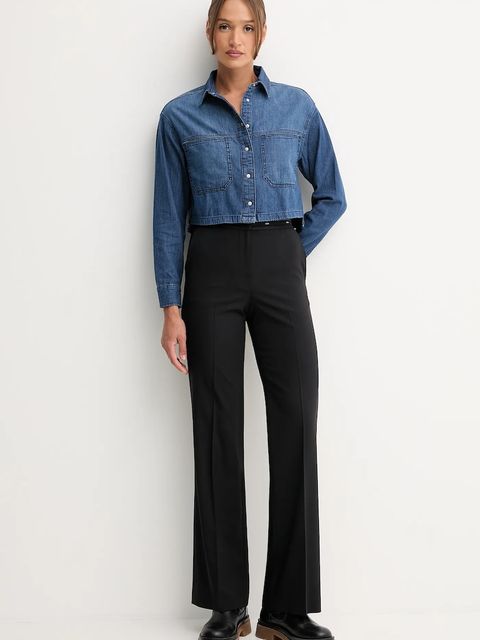 United Colors of Benetton koszula bawełniana jeansowa damska kolor niebieski relaxed z kołnierzykiem klasycznym 528SDQ0C7