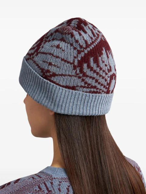 ETRO intarsia-knit wool beanie - Blue