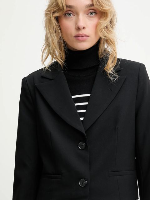 Answear.LAB marynarka kolor czarny jednorzędowa gładka